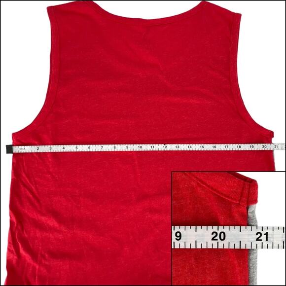 LAT Men's Contrast Tank Top Tee Shirt Size Large Red Gray Color Block 60% Cotton - Picture 8 of 10